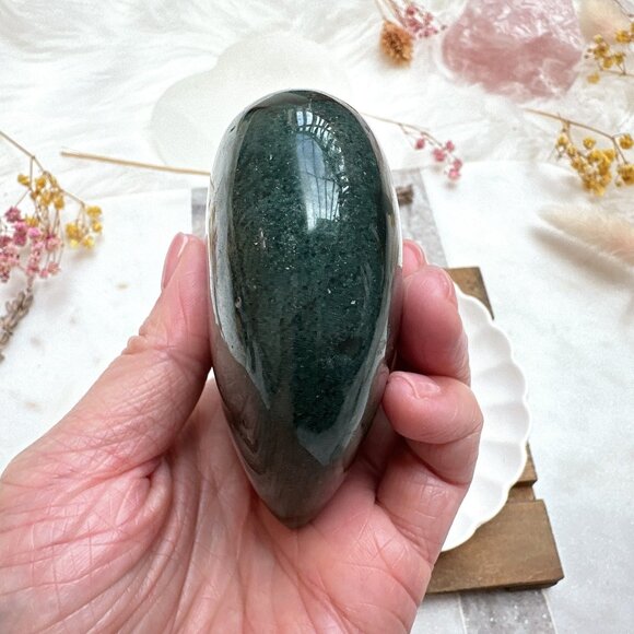 Beautiful Ocean Jasper Heart Carving - Picture 7 of 7